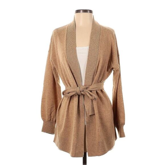 Ralph Lauren Women’s 100% Cashmere Open Belted Cardigan Sweater XS Tan Washable - Picture 3 of 5